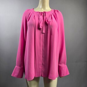 CeCe Pink Bell Sleeve Tie Front Blouse R3